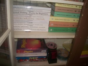 Homeschool Books in an Old Cabinet - Farmhouse